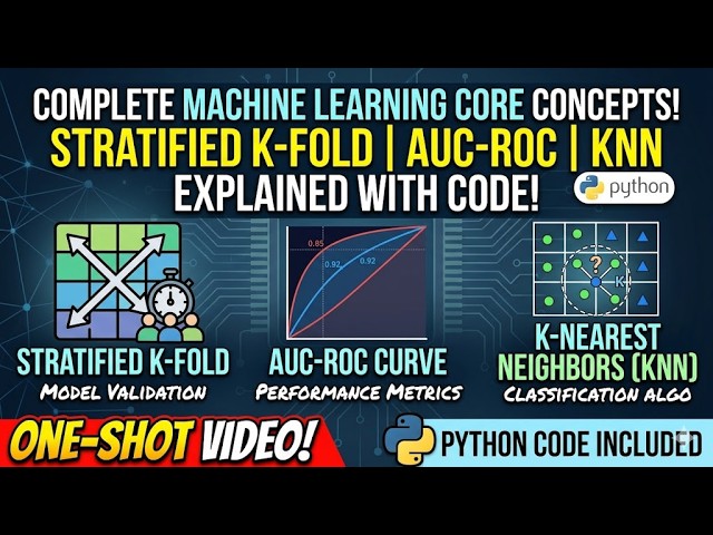 aceicomputer Machine Learning Core Concepts: Stratified K-Fold, AUC-ROC Curve & KNN