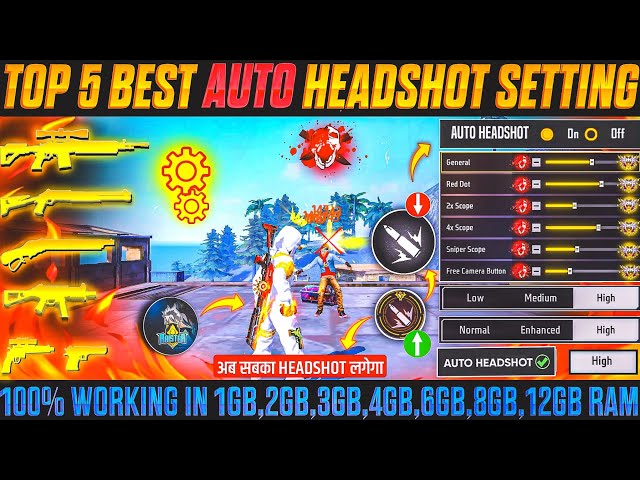 Free Fire Max Auto Headshot Trick 2026 Sensitivity Setting | 2gb, 4gb, 6gb Ram Headshot Sensitivity