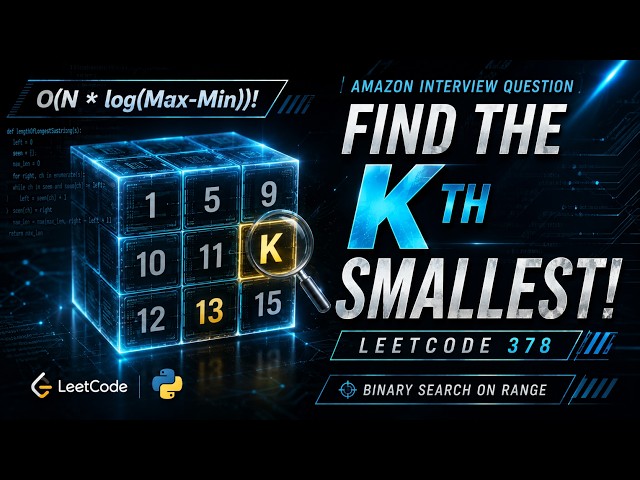 LeetCode 378: Kth Smallest Element in a Sorted Matrix | Binary Search Python Solution - Coding Only