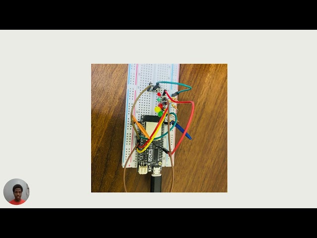 Mini Traffic Light using LED's, Resistors, Push button, Lolin D32 Microcontroller