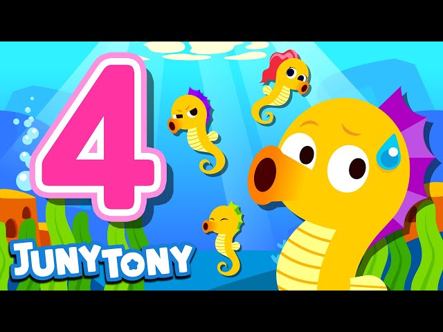 Learn Number Four | Four Sea Friends | Number Songs for Kids | Counting Numbers | JunyTony