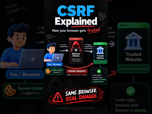 What Is CSRF? Explained Simply #networking #programming #it #cs #cybersecurity #api #https #csrf