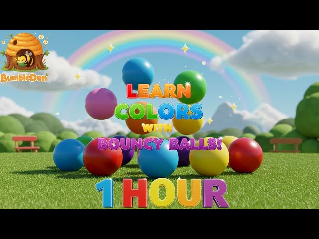 Bumble Den | Learn Colors with Bouncing Balls 🌈 | 1 Hour Loop Kids Song & Educational Video