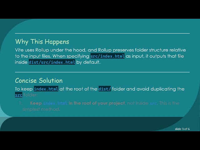 How to Avoid a src Folder in Your dist Output When Using Vite