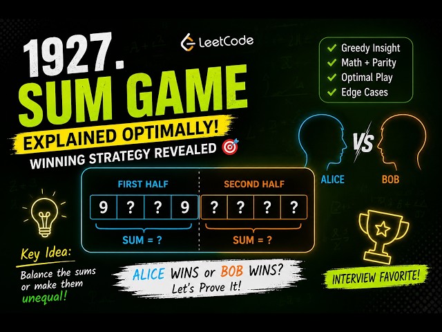 Daily Problem 23/08/26 LeetCode 1927: Sum Game | Greedy + Math Explained 🔥