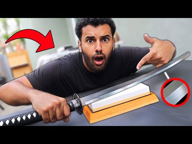 I Sharpened a $20 KATANA Sword On A $500 Japanese WHETSTONE!! *SHARPER THAN A RAZOR*