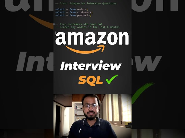 🤔 Most Asked Amazon SQL Interview Questions answers #ey  #sql #sqlinterviewquestionsandanswers