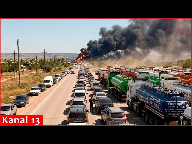 Ukraine strike disrupts key Russian supply route in Crimea -highway on fire, ferry, railroad blocked