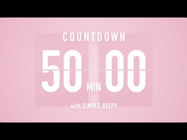 50 Minute Countdown Timer 🌸 Flip Clock with Simple Beeps 🔔