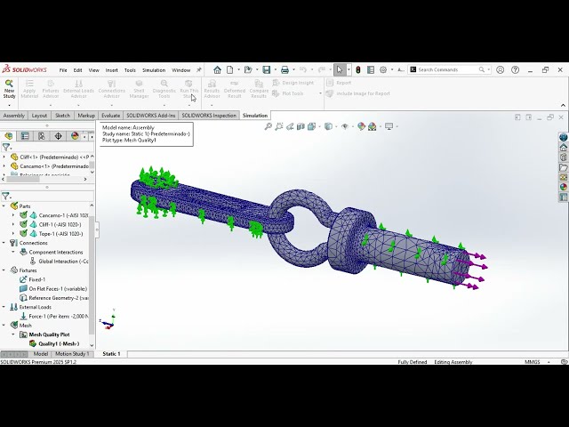 FEA in SolidWorks | Static Analysis of a 3-Part Assembly [Timelapse]