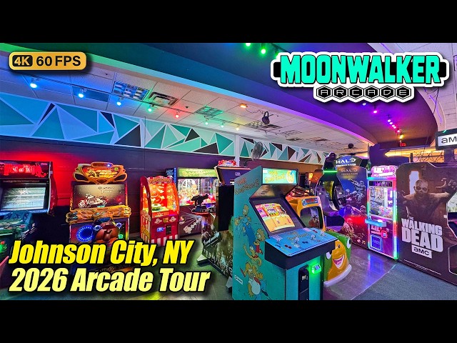 Moonwalker Arcade (Johnson City NY), February 2026 arcade tour, new 4K full walkthrough