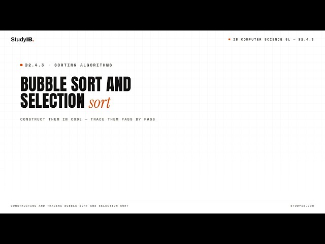 IB Computer Science SL 2027 B2.4.3 — Bubble Sort and…