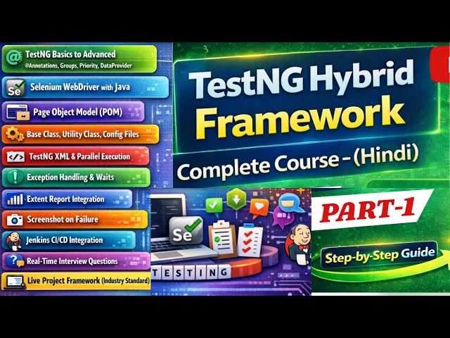 TestNG Hybrid Framework Complete Course Basic to Advanced in Hindi | Selenium Java 2026