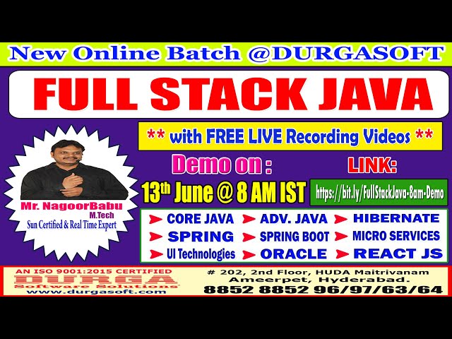 Full Stack Java Online Training @ DURGASOFT