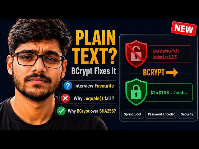 Password Encoder Spring Boot | Plain Passwords to BCrypt Hashing | Interview Cracker | One shot