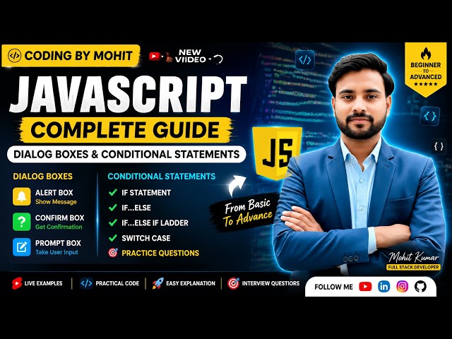 JavaScript Dialog Boxes Explained in Hindi | Alert, Confirm, Prompt | If Else & Switch
