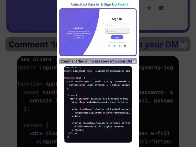 Animated Sign In and Sign Up Webpage📌#programmer #coding #webdeveloper #programming #code #fullstack