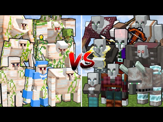 ALL MINECRAFT MUTANT GOLEMS vs ALL MINECRAFT MUTANT ILLAGERS | Minecraft Mob Battle