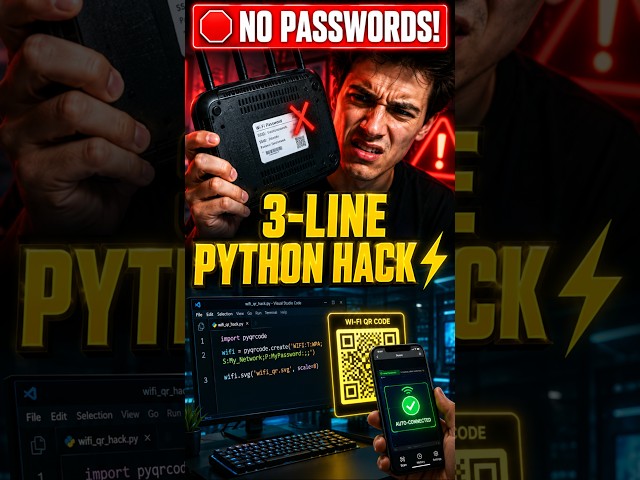 Never type a Wi-Fi password again! (3 Lines of Code) 🤯🔥 #shorts #python #tech
