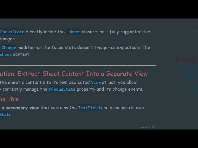 Making @ FocusState Work with TextField Inside a SwiftUI .sheet