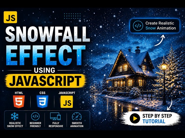 Realistic snow falling effect developed using HTML, CSS and JavaScript