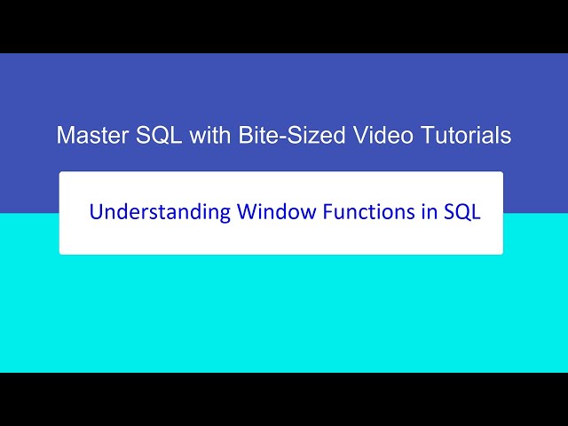 How to use Window Functions in SQL | Short Videos | Master SQL with Bite-Sized Video Tutorials