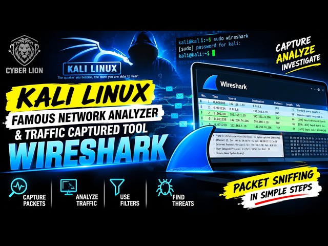 🦈 Wireshark Packet Sniffing & Traffic Analysis | Kali Linux Practical Tutorial 🔥