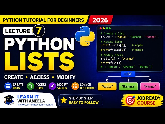 Master Python Lists in 2026 | Create, Modify & Slice Lists | Python Tutorial