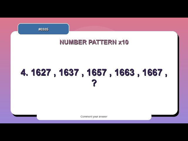 Number Pattern Challenge #0305 | 10 Number Pattern Practice Questions