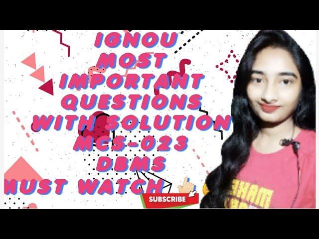 #ignou #DBMS IMPORTANT QUESTION WITH ANSWERS IN PDF FORM#arpitashilpi most_important_question_answer