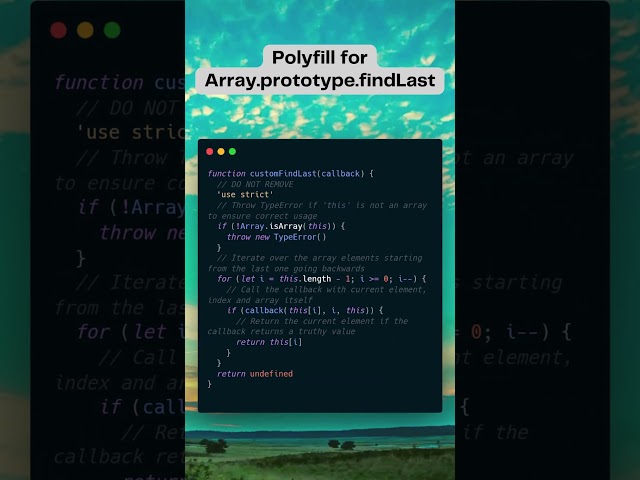 Javascript Polyfill Interview Question (findLast) #code #javascript #programming #interview