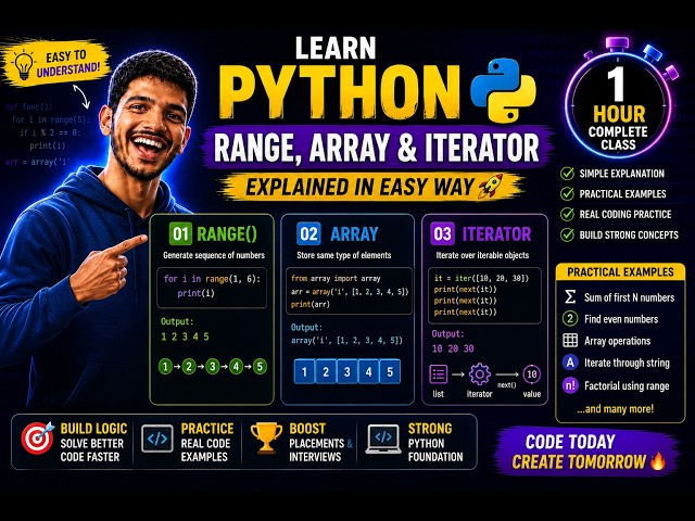 Master Python Range, Array and Iterator 💻 | Practical Coding Examples Included