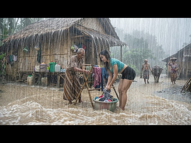 🔴 BRUTAL RAINSTORM 🌧️ Flooded Village Ambience & Heavy Rain Sounds for Deep Sleep Tonight