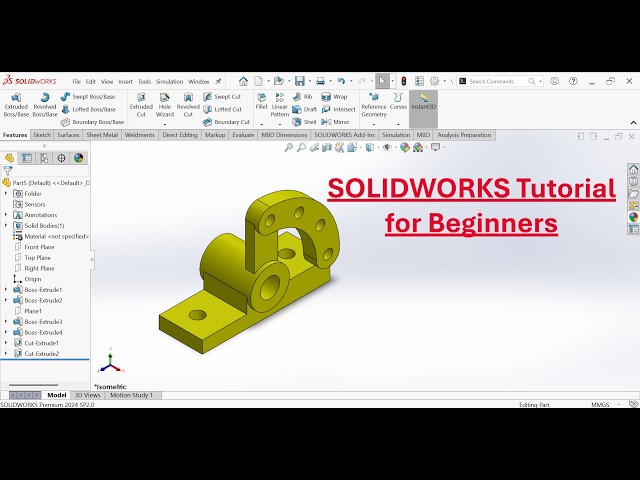 SOLIDWORKS Tutorial for Beginners | Easy 3D Part Modeling Practice