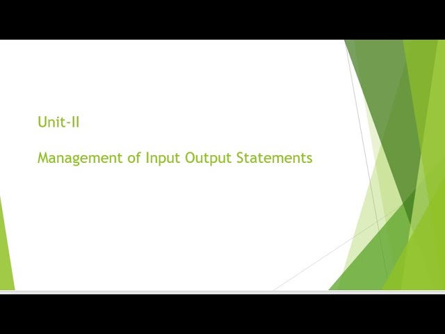 C Formatted Input Output Statements
