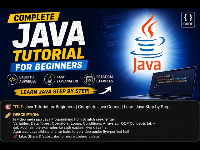 Java Tutorial for Beginners | Learn Java from Scratch | Java Programming
