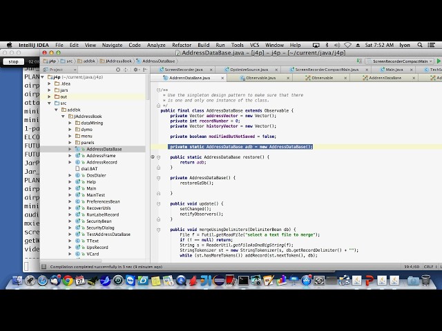 IACTOn the use of singleton design patterns in an addressbookhttp://www.inventus.org