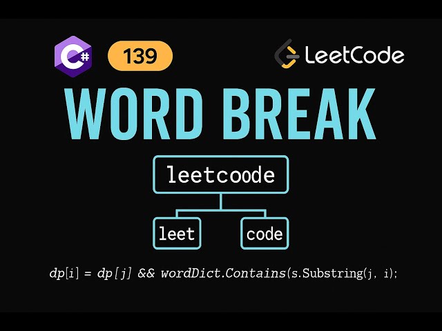 LeetCode 139: Word Break | CSharp Solution | Dynamic Programming