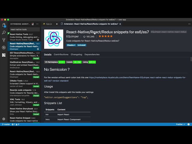 Configure Visual Studio Code for React Native Development