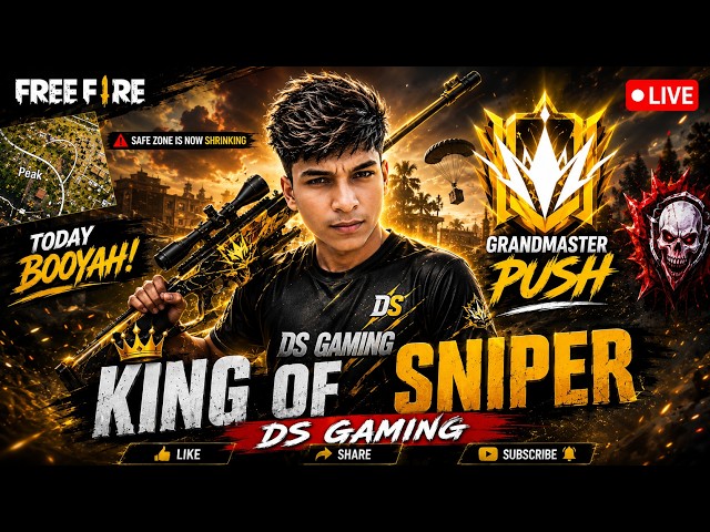 🔴 FREE FIRE LIVE 🔥 KING OF SNIPER 👑 GRANDMASTER #freefire #live #trending #shortslive #dsgaminglive