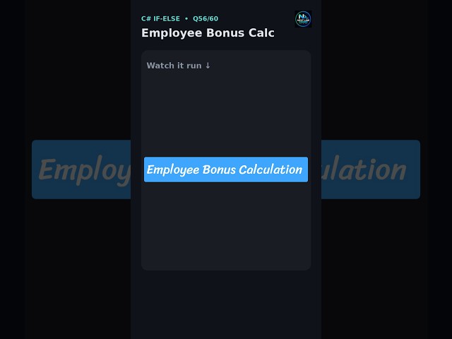 Employee Bonus Calc in C# using If-Else | C# Tutorial #shorts