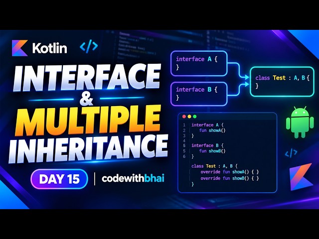 Kotlin Interface & Multiple Inheritance Explained | Day 15 | Android Development