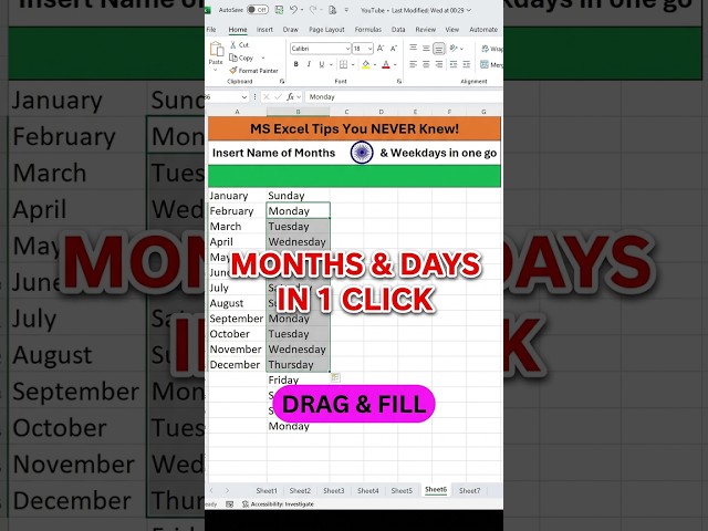 EXCEL HACK: Auto-write Months & Days in SECONDS! 🗓️🤯