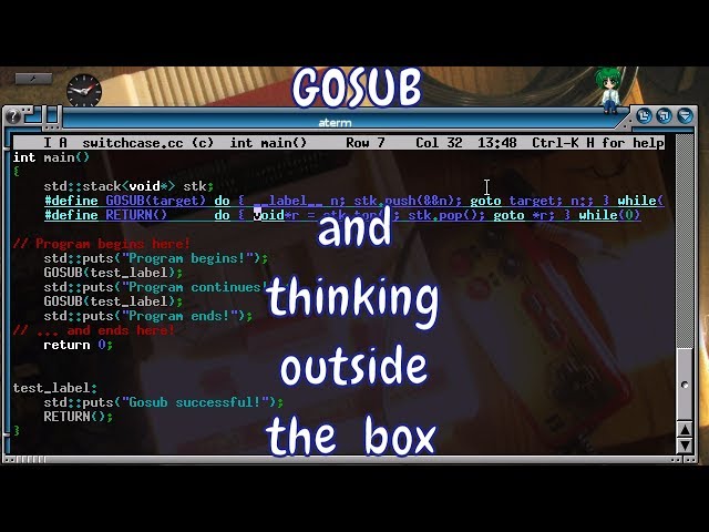 On C programming, switch-cases and the GOSUB