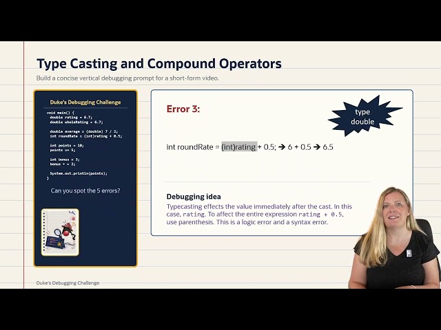 Duke's Debugging Challenge #5 of 5 - Typecasting and Compound Operators Solution