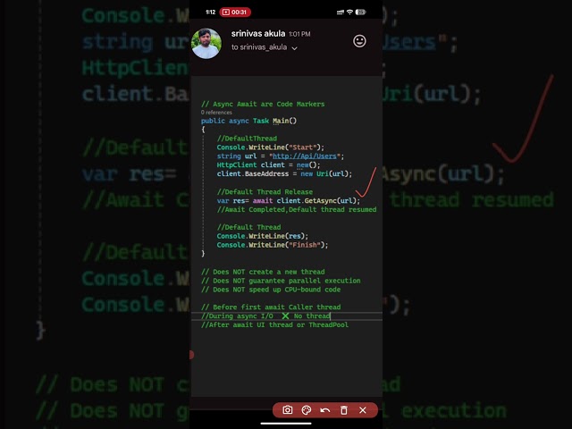 what is async and await  in c#  #threads #async  #asynchronousprogramming #asyncawait