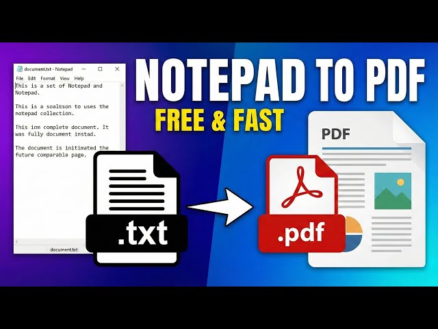 How to Convert A Notepad To PDF File? | Windows 11 Free Tutorial