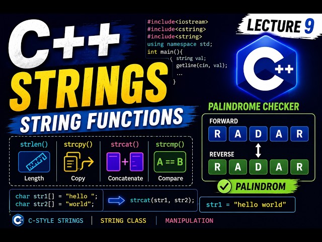 Master Strings in C++ | String Class, Functions & Palindrome Program