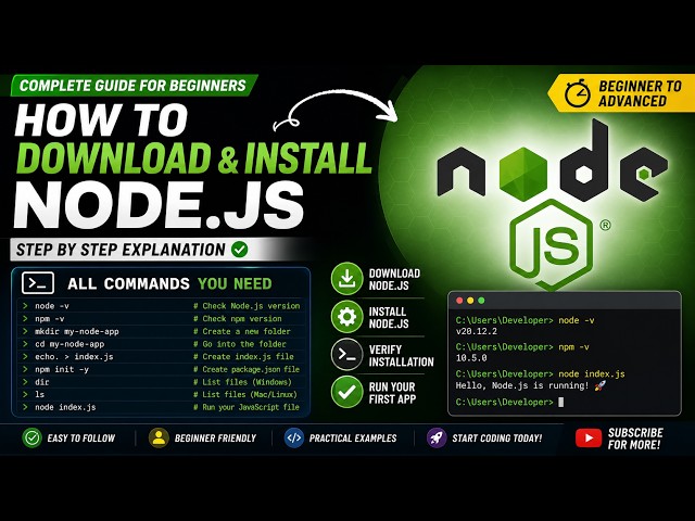 How to Download & Install Node.js in 1 Minute 🚀 | Beginner Guide #nodejs #shortsyoutube