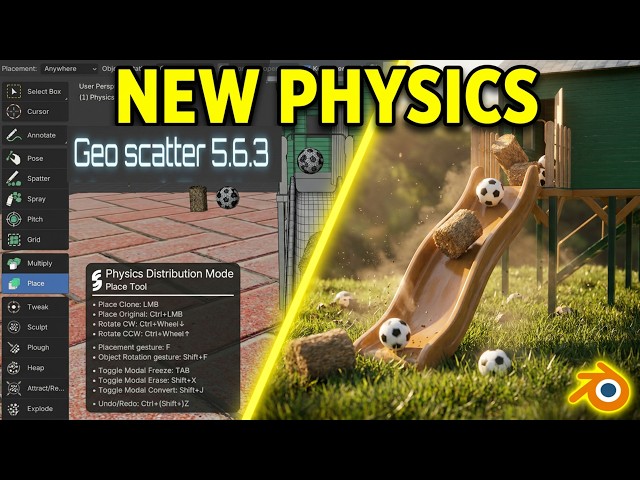 Blender Geo Scatter 5.6.3: How to Use the New Physics Scatter Feature 🚀